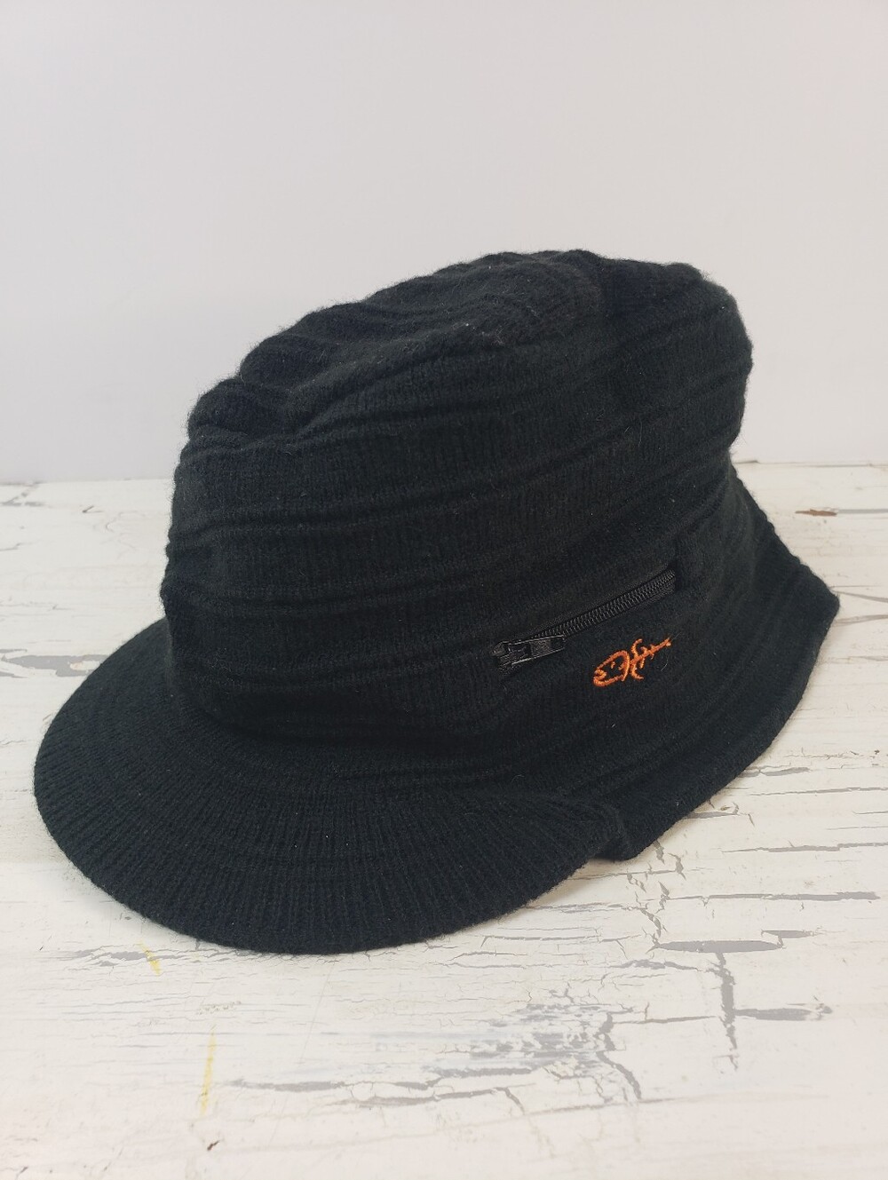 Screamer 'Marcus' Knit Beanie with Short Bill & Zippered Pocket - OS